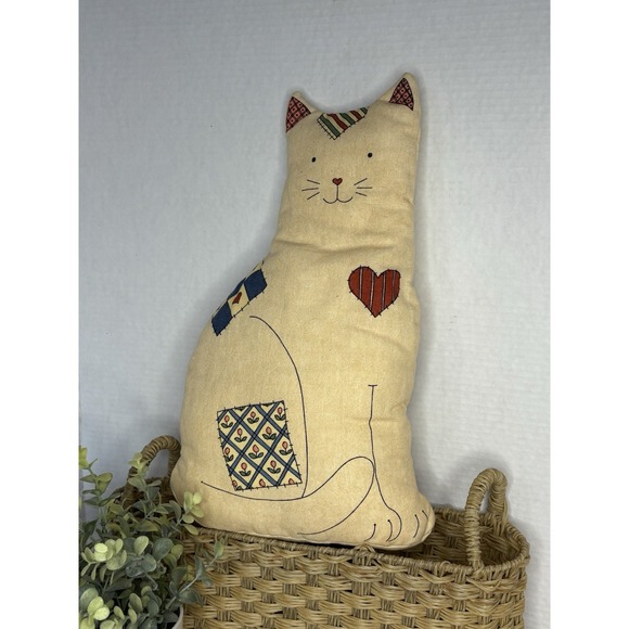 Other - Primitive Stuffed Cat 16" Folk Art Americana Decor Susan Winget  Handmade Signed